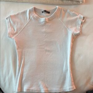 Zara Women's White Short Sleeve Tee